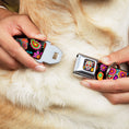 Load image into Gallery viewer, Sugar Skull Starburst Full Color Black/Multi Color Seatbelt Buckle Collar - Bobo Sugar Skull/Paisley Black/Multi Color

