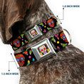 Load image into Gallery viewer, Sugar Skull Starburst Full Color Black/Multi Color Seatbelt Buckle Collar - Colorful Calaveras Black/Multi Color
