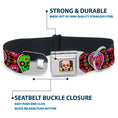Load image into Gallery viewer, Sugar Skull Starburst Full Color Black/Multi Color Seatbelt Buckle Collar - Six Sugar Skulls Multi Color
