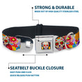 Load image into Gallery viewer, Sugar Skull Starburst Full Color Black/Multi Color Seatbelt Buckle Collar - Sugar Skull Starburst White/Multi Color
