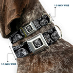 The Dust of Living II Skull Full Color Black/White Seatbelt Buckle Collar - The Dust of Living II Sugar Skulls Black/White