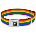 Load image into Gallery viewer, Spirit of Detroit Logo Full Color Black/White Seatbelt Buckle Collar - Flag Pride Rainbow

