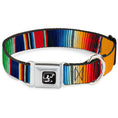 Load image into Gallery viewer, Spirit of Detroit Logo Full Color Black/White Seatbelt Buckle Collar - Zarape2 Vertical Multi Color Stripe

