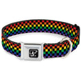 Load image into Gallery viewer, Spirit of Detroit Logo Full Color Black/White Seatbelt Buckle Collar - Checker Black/Rainbow Multi Color
