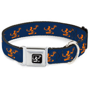 Spirit of Detroit Logo Full Color Black/White Seatbelt Buckle Collar - Spirit of Detroit Logo Bright Orange/Navy