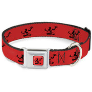 Spirit of Detroit Logo Full Color Red/Black Seatbelt Buckle Collar - Spirit of Detroit Logo Repeat Red/Black