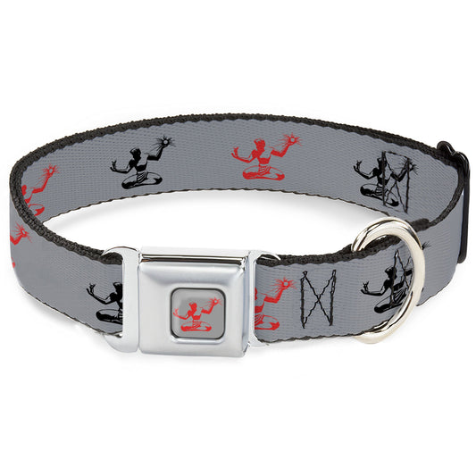 Spirit of Detroit Logo Full Color Silver/Red Seatbelt Buckle Collar - Spirit of Detroit Logo Repeat Silver/Red/Black