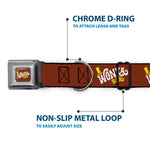Willy Wonka and the Chocolate Factory WONKA BAR Logo Full Color Brown/Yellow/White Seatbelt Buckle Collar - Willy Wonka and the Chocolate Factory WONKA BAR Logo Brown/Yellow/White
