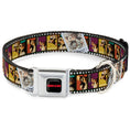 Load image into Gallery viewer, GREMLINS Text Logo Full Color Black/Red Seatbelt Buckle Collar - Gremlins Gizmo Filmstrip Poses Multi Color
