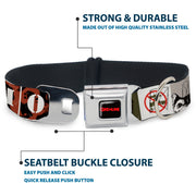 GREMLINS Text Logo Full Color Black/Red Seatbelt Buckle Collar - Gremlins GIZMO Poses/Rules Blocks Red/Greens/Grays/White