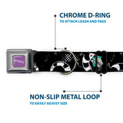 BEETLEJUICE Text Logo Full Color Purple/White Seatbelt Buckle Collar - Beetlejuice Sandworm Healftone Repeat Black/Gray