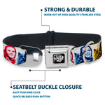 THE WIZARD OF OZ Title Logo Full Color Black/White Seatbelt Buckle Collar - The Wizard of Oz Dorothy and Toto Pose Blocks Blues/Yellows/Reds