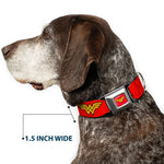 Wonder Woman Logo Full Color Red Seatbelt Buckle Collar - Wonder Woman Logo Red