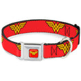 Load image into Gallery viewer, Wonder Woman Logo Full Color Red Seatbelt Buckle Collar - Wonder Woman Logo Red
