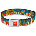 Load image into Gallery viewer, Wonder Woman Logo Full Color Red Seatbelt Buckle Collar - WONDER WOMAN/Logo Americana Red/White/Blue/Yellow
