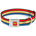 Load image into Gallery viewer, Wonder Woman Logo Full Color Red Seatbelt Buckle Collar - Wonder Woman Stripe/Stars Red/Gold/Blue/White
