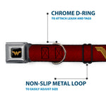 Wonder Woman 2017 Icon Full Color Black/Gold Seatbelt Buckle Collar - Wonder Woman 2017 Icon Reds/Golds