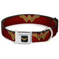 Load image into Gallery viewer, Wonder Woman 2017 Icon Full Color Black/Gold Seatbelt Buckle Collar - Wonder Woman 2017 Icon Reds/Golds
