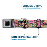 Wonder Woman Black/Silver Seatbelt Buckle Collar - Wonder Woman Strength & Power