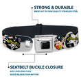 Load image into Gallery viewer, Wonder Woman Black Silver Seatbelt Buckle Collar - Wonder Woman/StarsÂ Black/White
