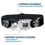X-Men X Icon Full Color Black/Silvers Seatbelt Buckle Collar - X-Men X Icon Black/Silvers