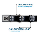X-Men X Icon Full Color Black/Silvers Seatbelt Buckle Collar - X-Men X Icon Black/Silvers