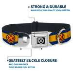 X-Men Icon Black/Silver Gradient Seatbelt Buckle Collar - X-Men Cyclops Utility Strap Blue/Gold/Black/Red