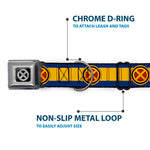 X-Men Icon Black/Silver Gradient Seatbelt Buckle Collar - X-Men Cyclops Utility Strap Blue/Gold/Black/Red