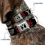 Yellowstone Y Logo Full Color Black/White Seatbelt Buckle Collar - YELLOWSTONE Dutton Ranch 1886 Icons Black/White/Red