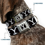 Yellowstone Y Logo Full Color Black/White Seatbelt Buckle Collar - Yellowstone Dutton Ranch and Native American Icons Black/White