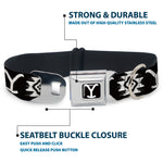 Yellowstone Y Logo Full Color Black/White Seatbelt Buckle Collar - Yellowstone Dutton Ranch and Native American Icons Black/White