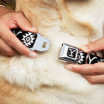 Yellowstone Y Logo Full Color Black/White Seatbelt Buckle Collar - Yellowstone Dutton Ranch and Native American Icons Black/White