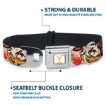 Yellowstone Y Logo Full Color White/Yellow Seatbelt Buckle Collar - Yellowstone Patches Stacked Browns/Reds/Yellows