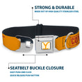 Load image into Gallery viewer, Yellowstone Y Logo Weathered Full Color White/Yellow Seatbelt Buckle Collar - Yellowstone Y Logo COWBOY UP Text Yellow/Red/White

