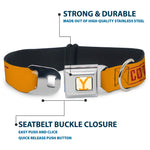 Yellowstone Y Logo Weathered Full Color White/Yellow Seatbelt Buckle Collar - Yellowstone Y Logo COWBOY UP Text Yellow/Red/White