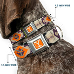 Yellowstone Y Logo Weathered Full Color Orange/Beige Seatbelt Buckle Collar - Yellowstone Y Logo Native American Tribal Tans/Blue/Orange