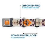 Yellowstone Y Logo Weathered Full Color Orange/Beige Seatbelt Buckle Collar - Yellowstone Y Logo Native American Tribal Tans/Blue/Orange