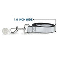 Load image into Gallery viewer, Southlake Paws Dog Leash in white, 1.0 inch wide, featuring a sturdy metal clip and a quarter for size reference.
