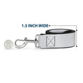 Load image into Gallery viewer, Southlake Paws dog leash in white, 1.5 inches wide, featuring a sturdy clip and a quarter for size reference.
