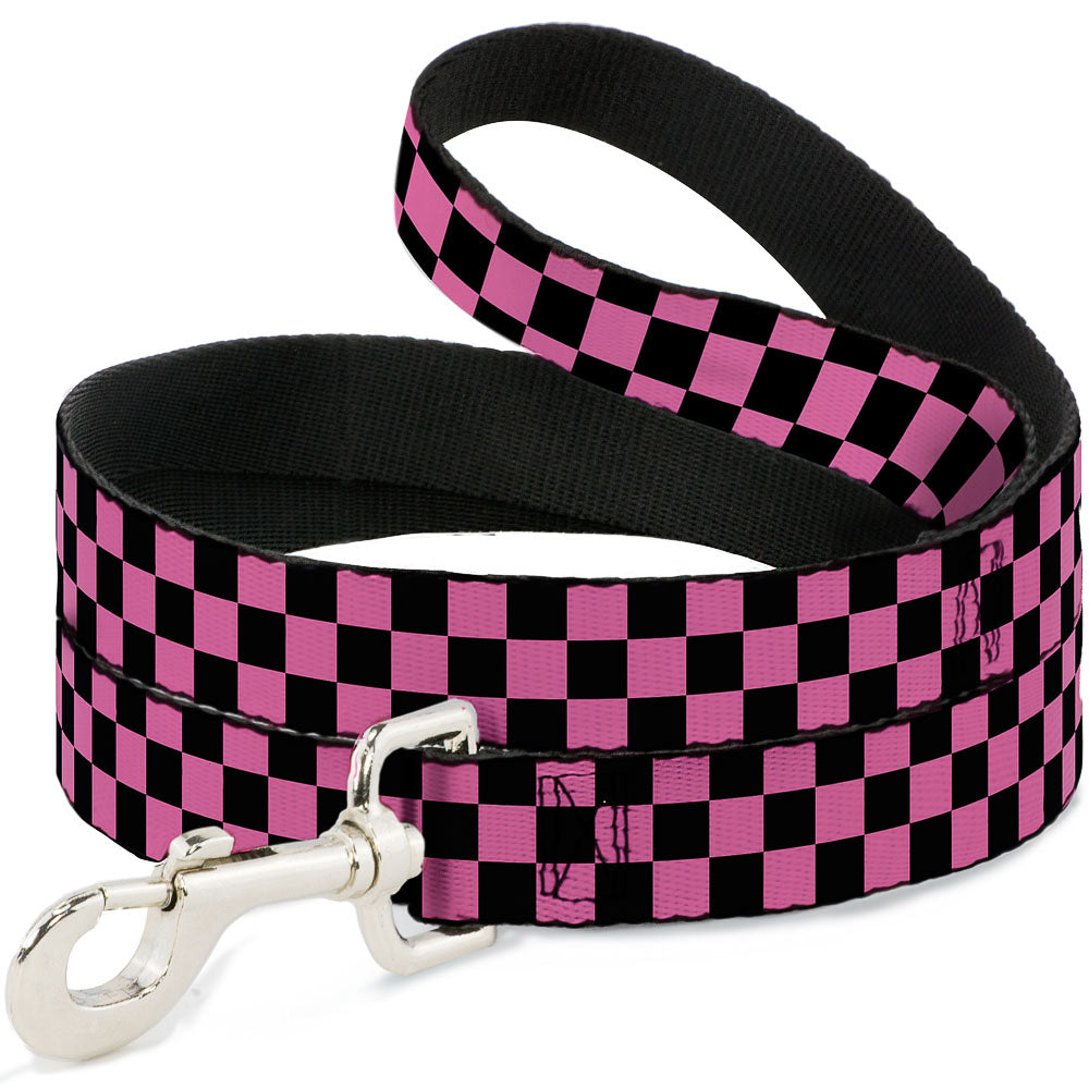 Dog Leash - Checker Black/Pink