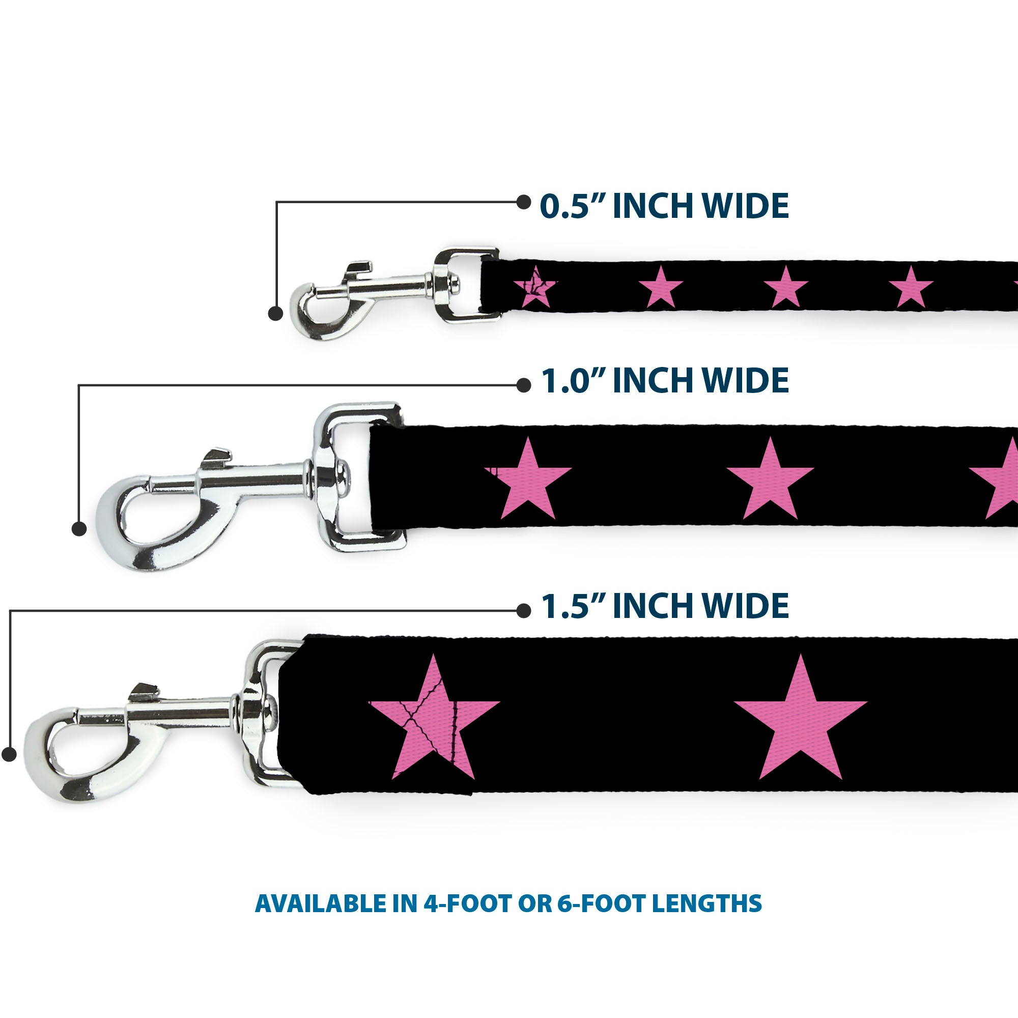 Dog Leash - Star Black/Pink
