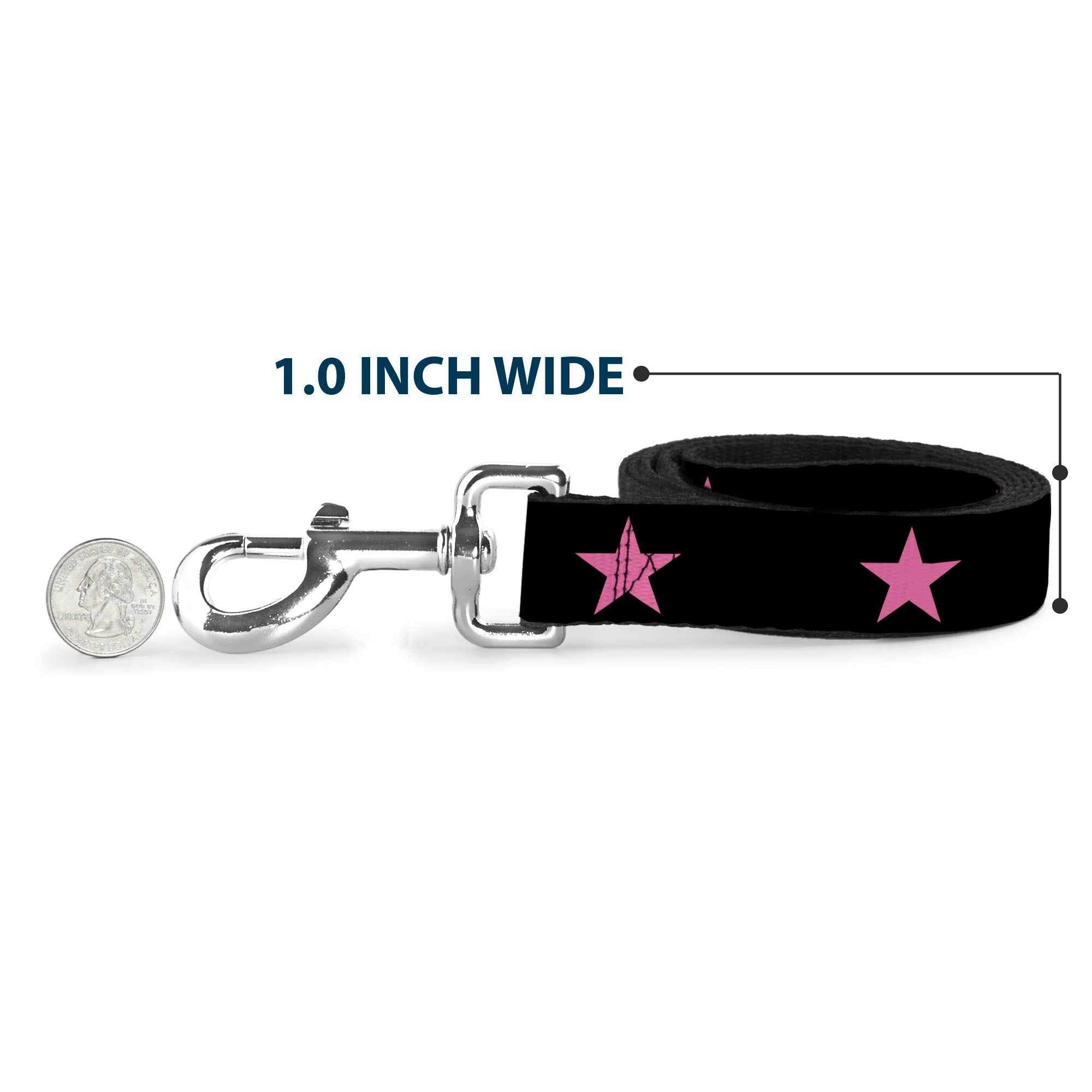 Dog Leash - Star Black/Pink
