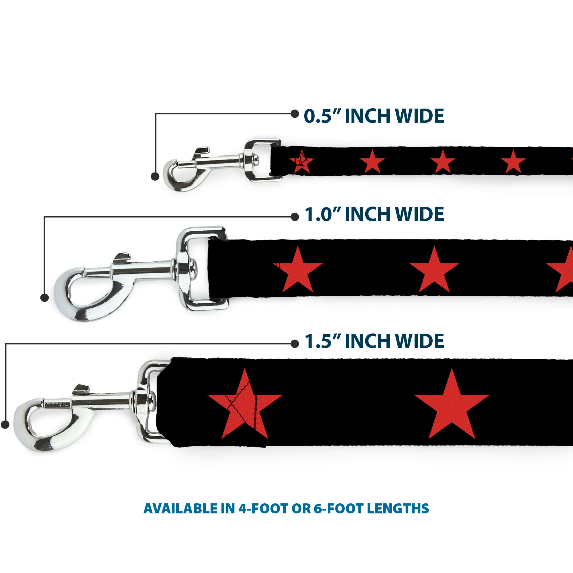 Dog Leash - Star Black/Red
