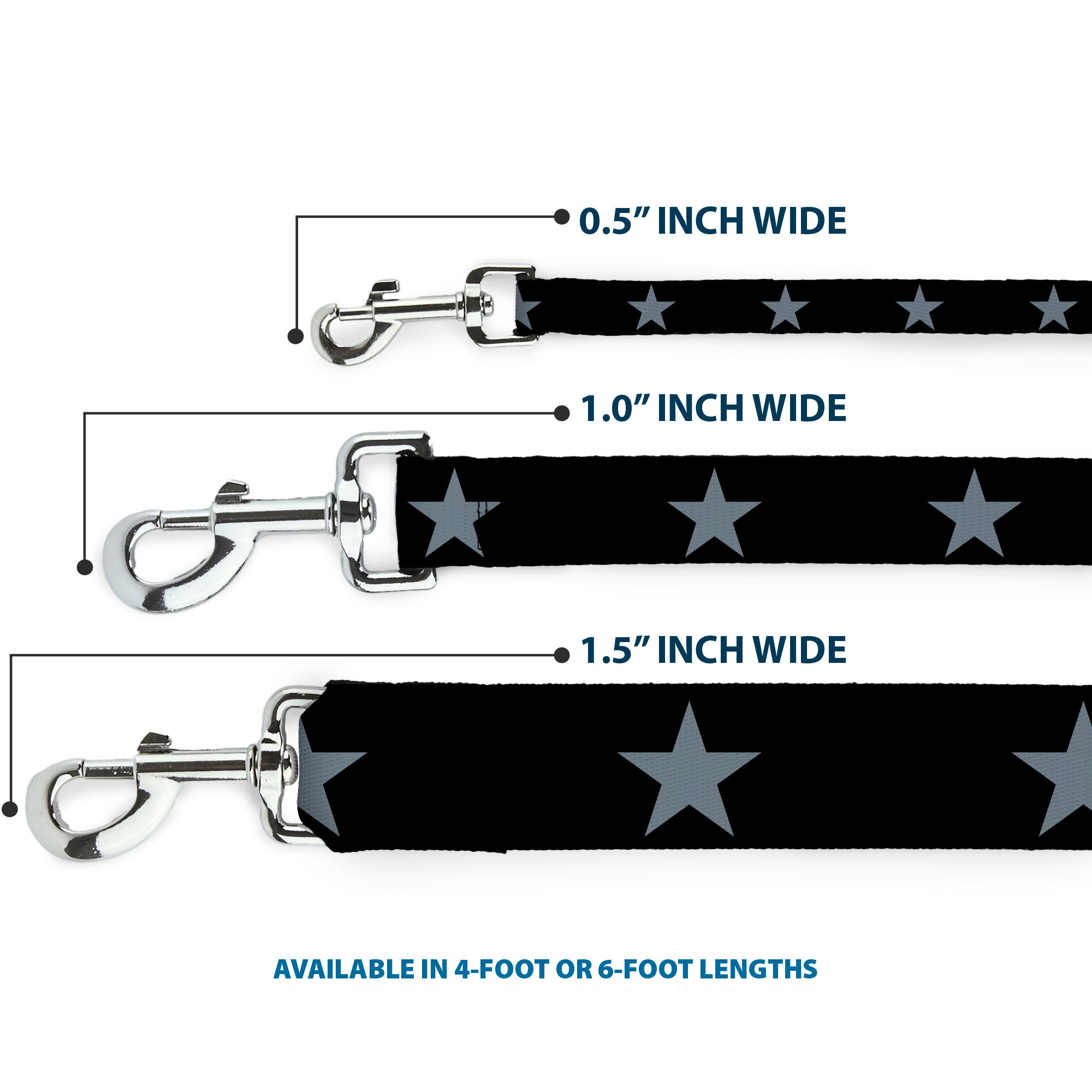 Dog Leash - Star Black/Silver