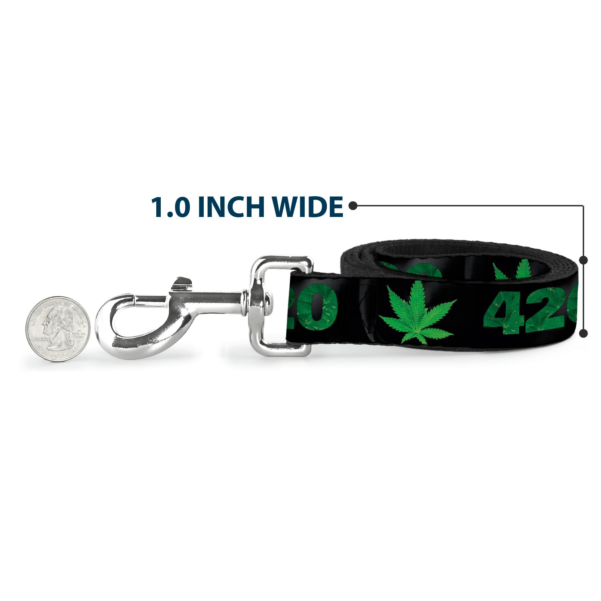 Buckle-Down Dog Leash - 420/Pot Leaf Black/Smoke/Green