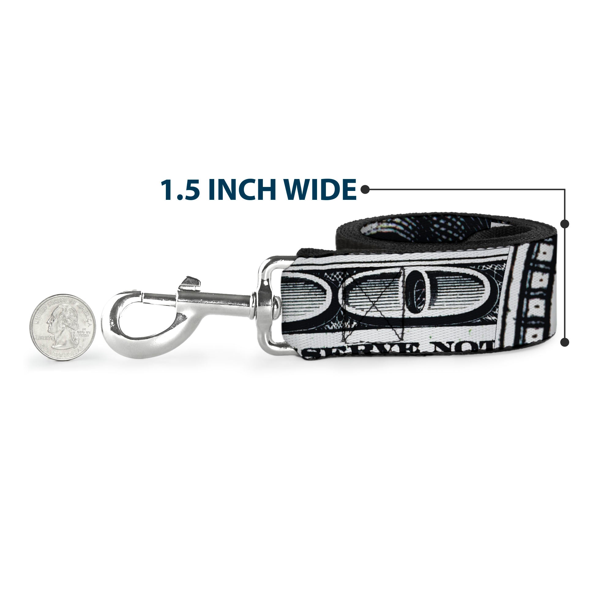 Dog Leash - 100 Dollar Bill CLOSE-UP White/Black