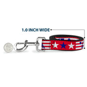 Dog Leash - 'MERICA Stripes/Stars Red/White/Blue