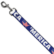 Dog Leash - 'MERICA/USA Silhouette Blue/White/US Flag