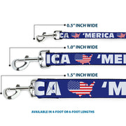 Dog Leash - 'MERICA/USA Silhouette Blue/White/US Flag