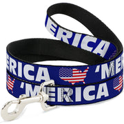 Dog Leash - 'MERICA/USA Silhouette Blue/White/US Flag